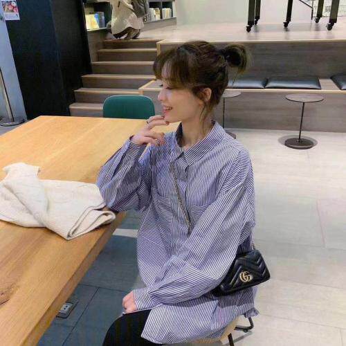 XL9801时尚潮流灯笼?条纹百搭衬衫，女装衬衫，L·H·X