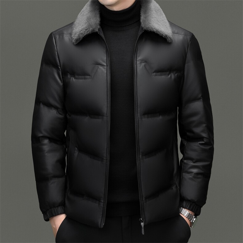 主推加大码冬季男士白鸭绒羽绒服保暖品质毛领脱卸加绒休闲简约男,男装羽绒服,钱塘6003（原4033）