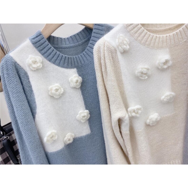 高级感拼水貂毛衣，女装针织衫/毛衣，CHERRY·印