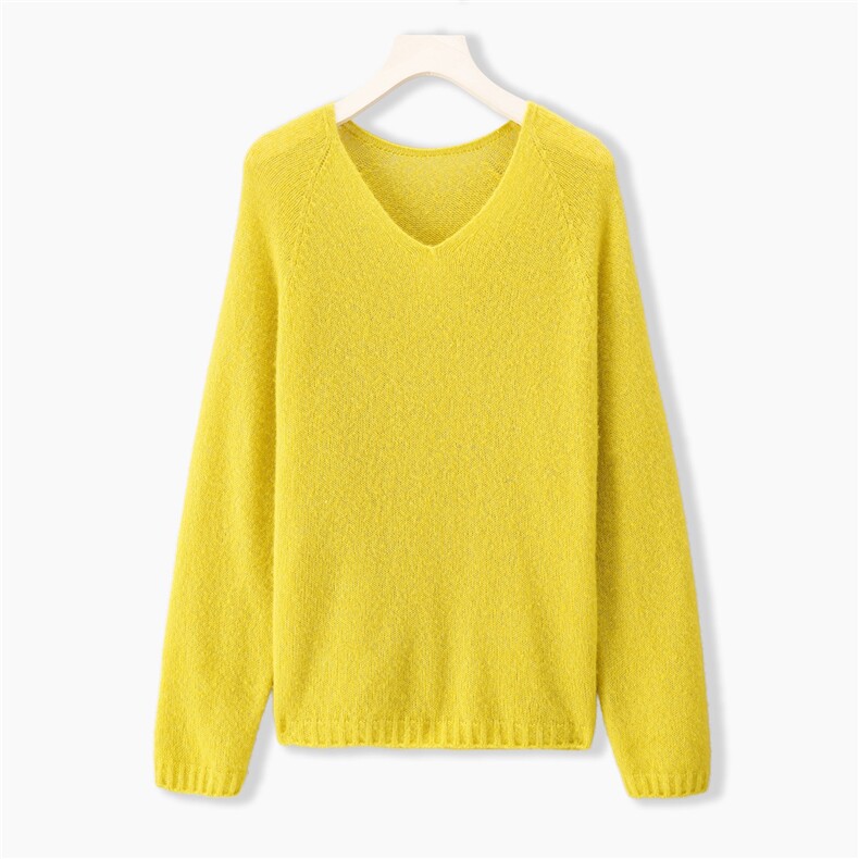 2025年夏季套头轻盈软糯7525丝羊绒女士V领长袖时尚百搭，女装针织衫/毛衣，绒崒