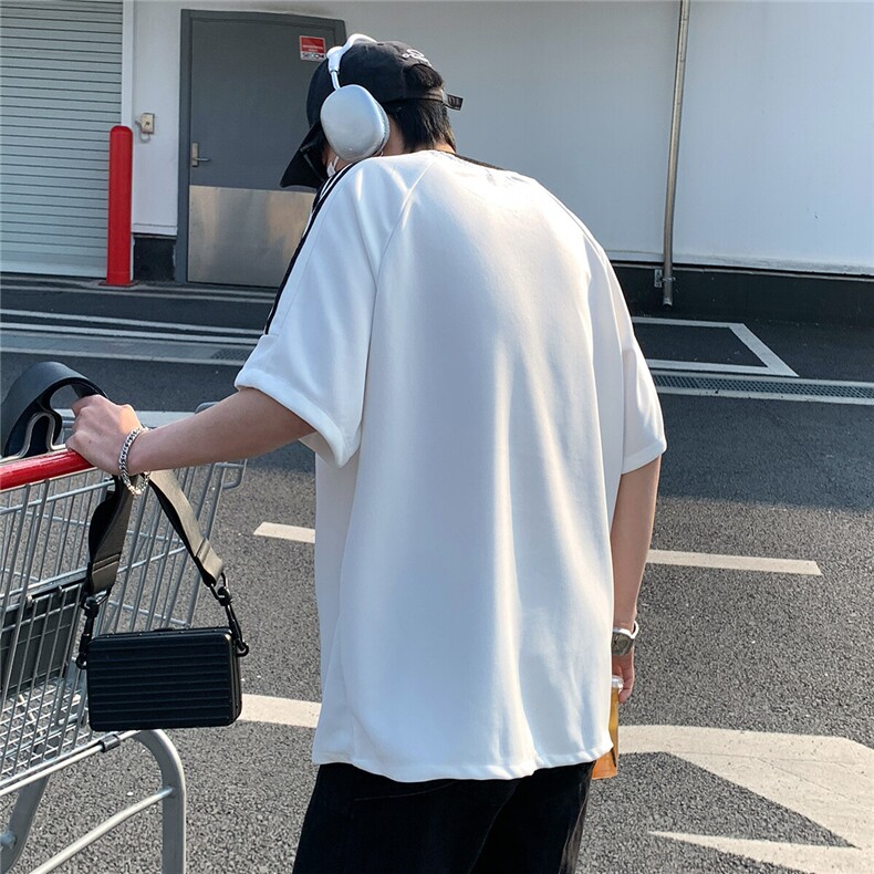 2026夏装新款薄款织带拼接短袖印花五分袖T恤T6606/特P30白色2,男装T恤,电商A094