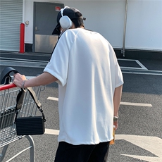 2026夏装新款薄款织带拼接短袖印花五分袖T恤T6606/特P30白色2，男装T恤，电商A094
