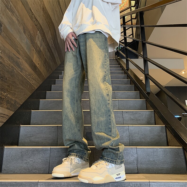 主推差价大抖音高品质现货黄泥色牛仔裤宽松GK01-P60限价78,男装牛仔裤,星座310A-1
