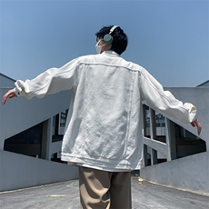 美式复古字母印花牛仔夹克潮流新款宽松休闲外套，男装工装外套，星座410-6（原星座1304-1）