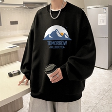 华夫格卫衣圆领卫衣男大码长袖t恤男外套HW76235-P30加绒款-P40，男装卫衣，电商A040