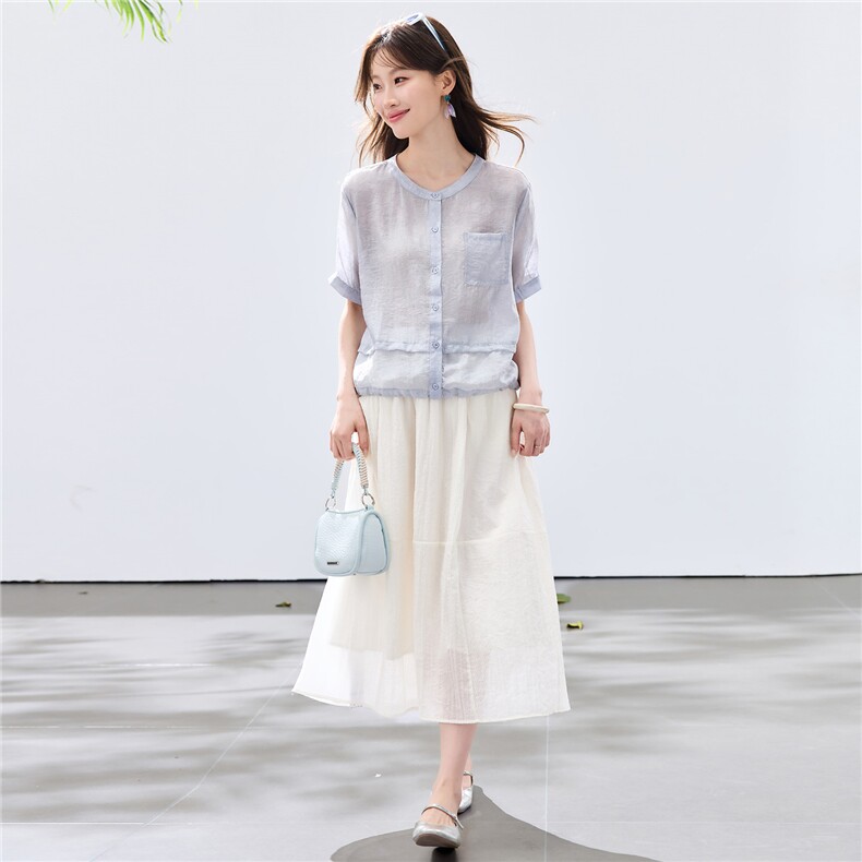 现货2026夏装新款两件套衬衣套装,女装套装/套裙,木子恋