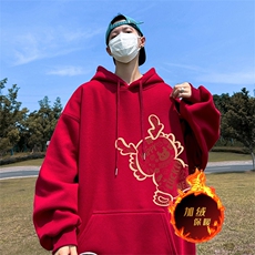 龙年新年卫衣冬季美式加绒加厚连帽卫衣外套DL1779特P35加绒特40，男装卫衣，电商A486