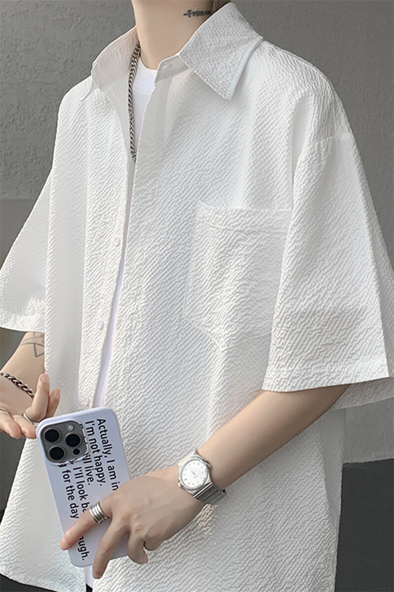 8XL-M泡泡纱盐缩肌理短袖衬衫男夏季冰丝外套防晒衬衣DC28011P36,男装衬衫,电商B312