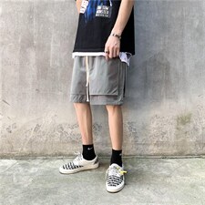 夏季新款休闲短裤男潮牌ins宽松直筒假两件五分裤子韩版D6633-P25，男装休闲裤，星座1008-1