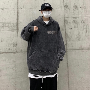水洗做旧男装连帽卫衣 23春秋花朵印花男生外套XZ514-2-W6656-P68图片