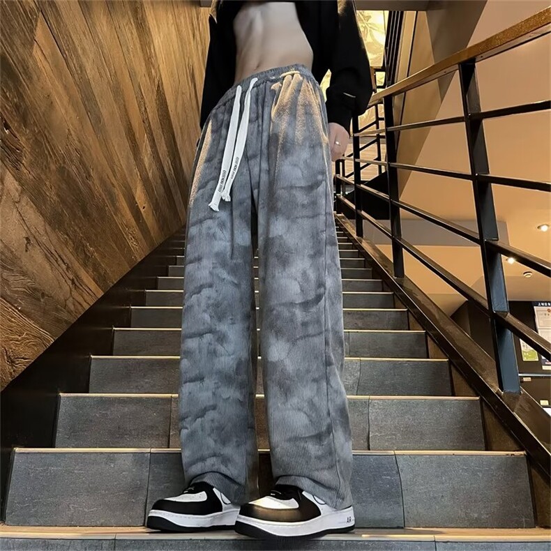 灯芯绒扎染男新款青少年时尚休闲裤QZK90P35,男装休闲裤,星座1116-2