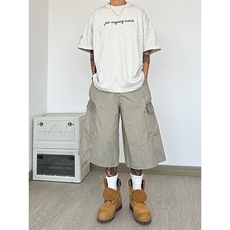 纯棉水洗工装裤七分裤短裤休闲裤A014-DY25262-P50控68，男装牛仔裤，电商A014