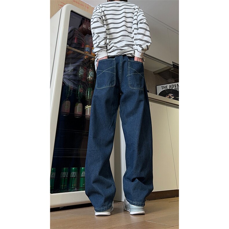 现货原宿复古水洗阔腿工装灯笼裤宽松大码牛仔裤男K660-P55控78，男装牛仔裤，星座205-5