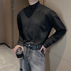 秋冬保暖双面德绒半高领打底衫男纯色百搭长袖T恤上衣TX1202-P48，男装T恤，电商B267