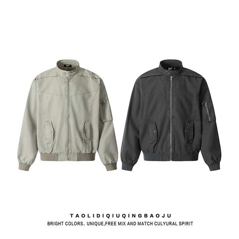 W10542-P75网图现货新款设计感宽松百搭棒球服夹克外套高品质,男装夹克,星座1608