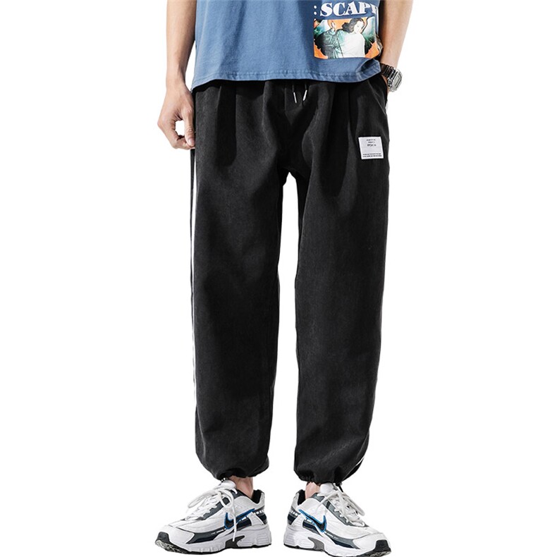 2021春季新日系马切达大码男条纹桃皮绒束脚九分裤休闲裤K581-P35,男装休闲裤,电商A001