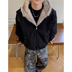 现货高品质美式高街冬季重磅硬挺短款座山雕毛领棉衣男女加厚外套，男装棉衣，电商A443