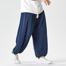 夏季新款大码日系风复古棉麻亚麻休灯笼裤裤潮男女K306/P75，男装休闲裤，电商A221A
