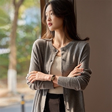 2025年秋季时尚百搭通勤简约休闲开衫，女装羊绒衫，绒歆坊