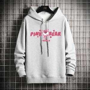 WY2329-P35 加绒款-P40 纯棉连帽卫衣男大码运动帽衫宽松薄 网格图片