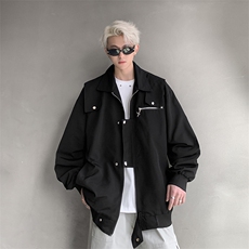 港风大码美式设计感痞帅炸街翻领夹克XZ213-JKMM01-P88控108，男装夹克，星座213