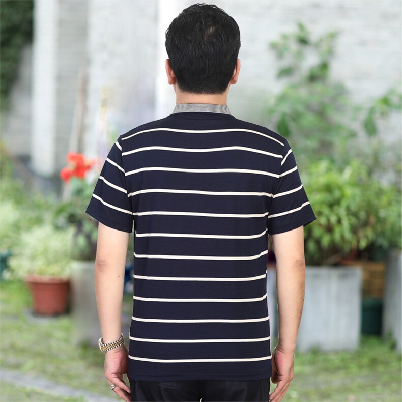 大货主推！2213/P30爷爷衣服POLO衫老人短袖条纹汗衫翻领爸爸装,男装Polo衫,星座1216（原钱塘722）