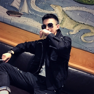 社会风秋纯色立领大口袋夹克外套B297-1903-P105控148图片