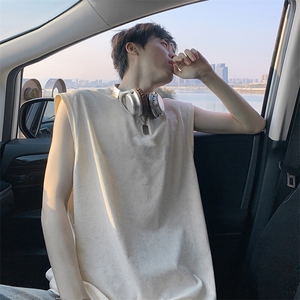得物抖音品质二开240克宽松纯棉美式扎染做旧工艺坎肩背心无袖T恤图片