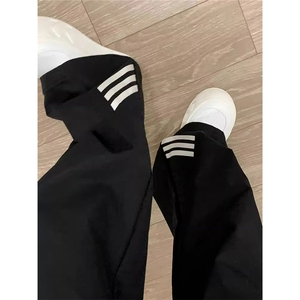 美式高街垂坠感条纹运动休闲裤男女潮流直筒阔腿户外冲锋裤子ins图片