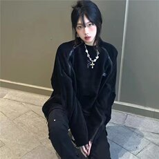 美式潮牌复古刺绣灯芯绒卫衣男女宽松圆领拉链设计感春秋上衣外套，女装短外套，星座1210-1