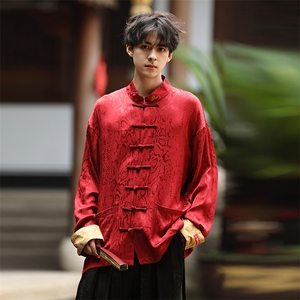 秋冬新品风（红财神）潮丝绸提花改良唐装外套男女C3460图片