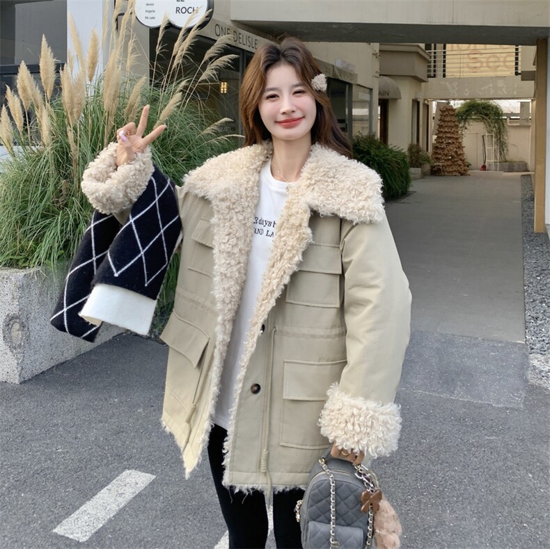新款！保暖羊羔毛派克服工装外套2C133-6007-P255-K378,女装派克服,2C133