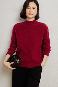 冬季重磅加厚半高领羊绒衫女短款席编纯色长袖套头针织打底衫毛衣图片