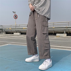 春秋新款韩版宽松阔腿休闲裤港风ins多口袋工装裤男K3991-P34，男装休闲裤，星座512-2