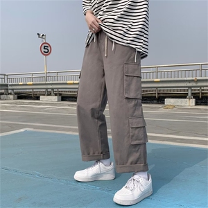春秋新款韩版宽松阔腿休闲裤港风ins多口袋工装裤男 K3991-P34图片