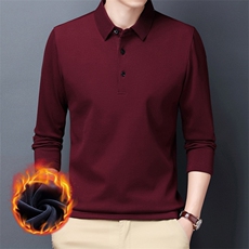 休闲翻领Polo衫加绒保暖卫衣男2023冬季新款中青年男士打底衫秋装，男装针织衫/毛衣，钱塘6003（原4033）