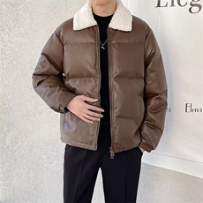 羊羔毛领pu皮棉服男款冬季潮牌加厚重型防寒服轻熟风棉衣外套MA21，男装棉衣，星座1116A-2（原606A-1）