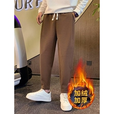 新款卫裤男士秋冬新款加绒百搭运动束脚工装裤潮流九分哈伦小脚裤，男装休闲裤，星座506A