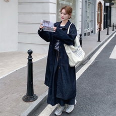高级感单排扣设计感牛仔外套半身裙两件套女韩系气质时髦长款风衣，女装套装/套裙，2C112