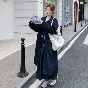 高级感单排扣设计感牛仔外套半身裙两件套女韩系气质时髦长款风衣图片