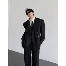 现货！25设计感直角肩解构双开门平驳领西装外套XZ140-P128，男装西服，电商B288