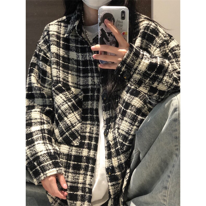 【有货】cleanfit黑白格子小香风外套高级感痞帅夹克237LL-特P55,男装夹克,星座1007（原301D）