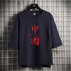 Q11198-P30春夏季七分袖t恤男大码五分袖男短袖中袖网格挂拍，男装T恤，电商A040A