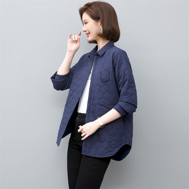 薄款棉衣女2022新款秋冬棉服妈妈薄款冬季棉袄韩系夹棉衬衫,女装棉衣/棉服,忆绮罗