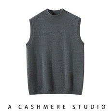 2025年秋季常规通勤女士半高无袖时尚百搭通勤，女装羊绒衫，朝思纯山羊绒