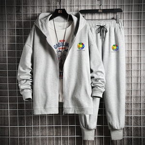 TK6101-P85 开衫连帽卫衣套装男运动套装两件套 网格挂拍图片