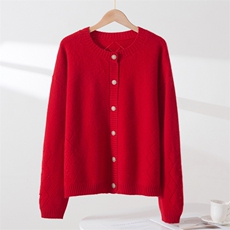 7针双股挑孔开衫，女装羊毛衫，西欧羊绒