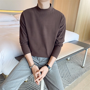 男保暖体恤卫衣上衣半高领纯色打底衫 T617- P35图片