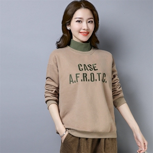 2021年冬季新款加绒加厚半高领卫衣女宽松显瘦上衣服打底衫女棉,女装卫衣/绒衫,简韵佳