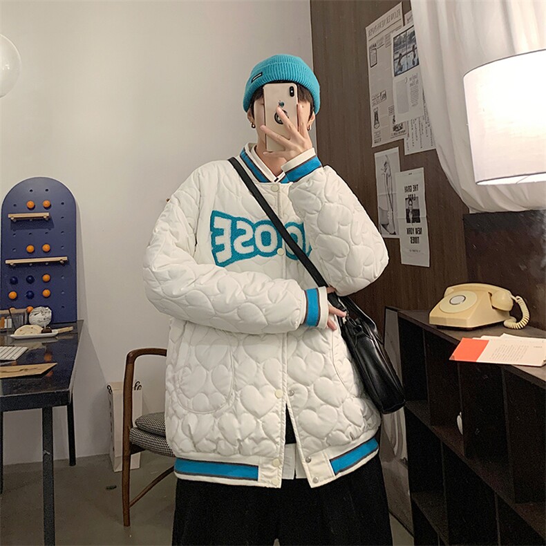 MY209-P135爱心特种绣绗棉毛巾绣花撞色棒球服潮牌中性棉服，男装棉衣，星座1408-1